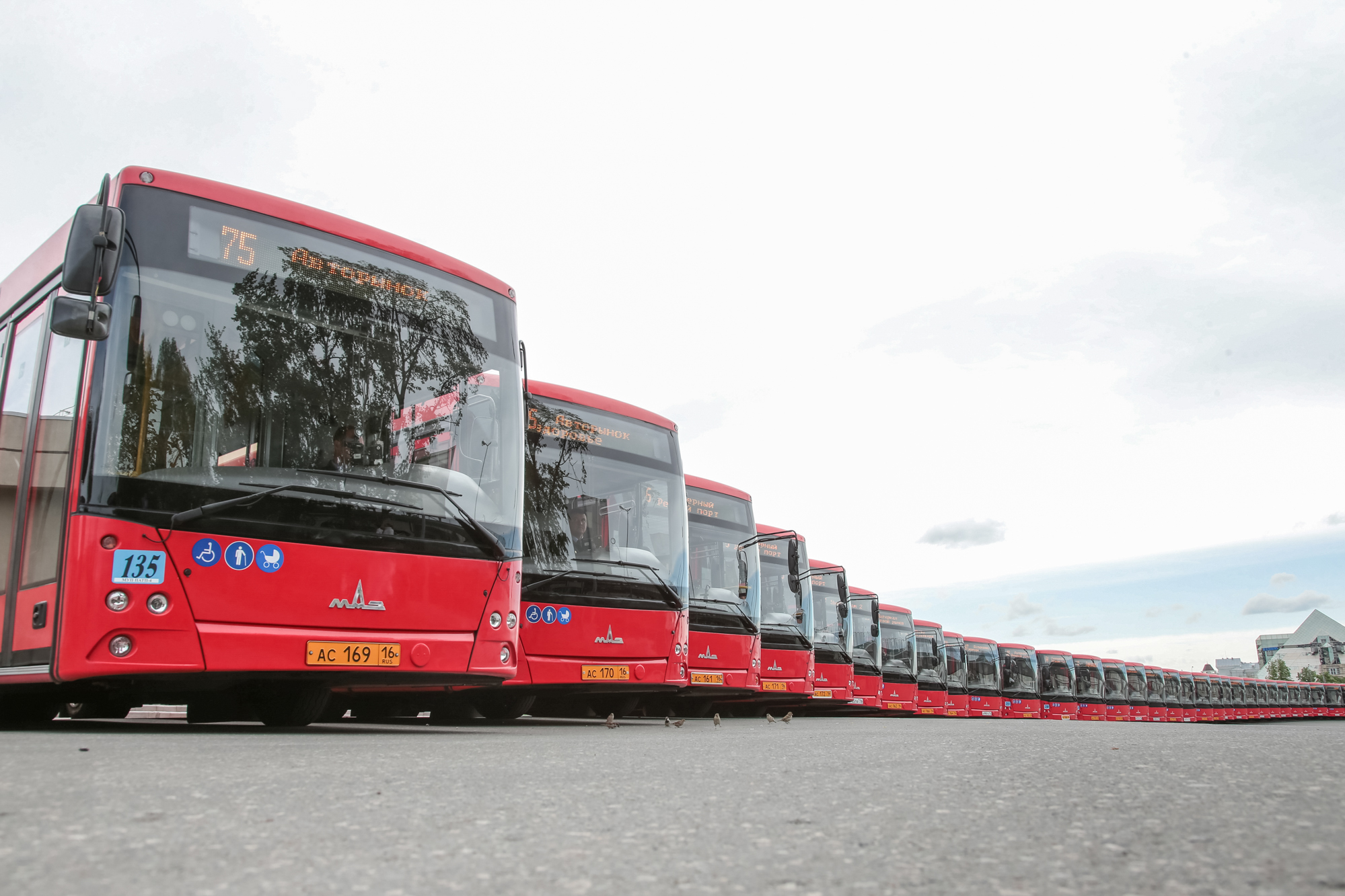Красные автобусы Казань